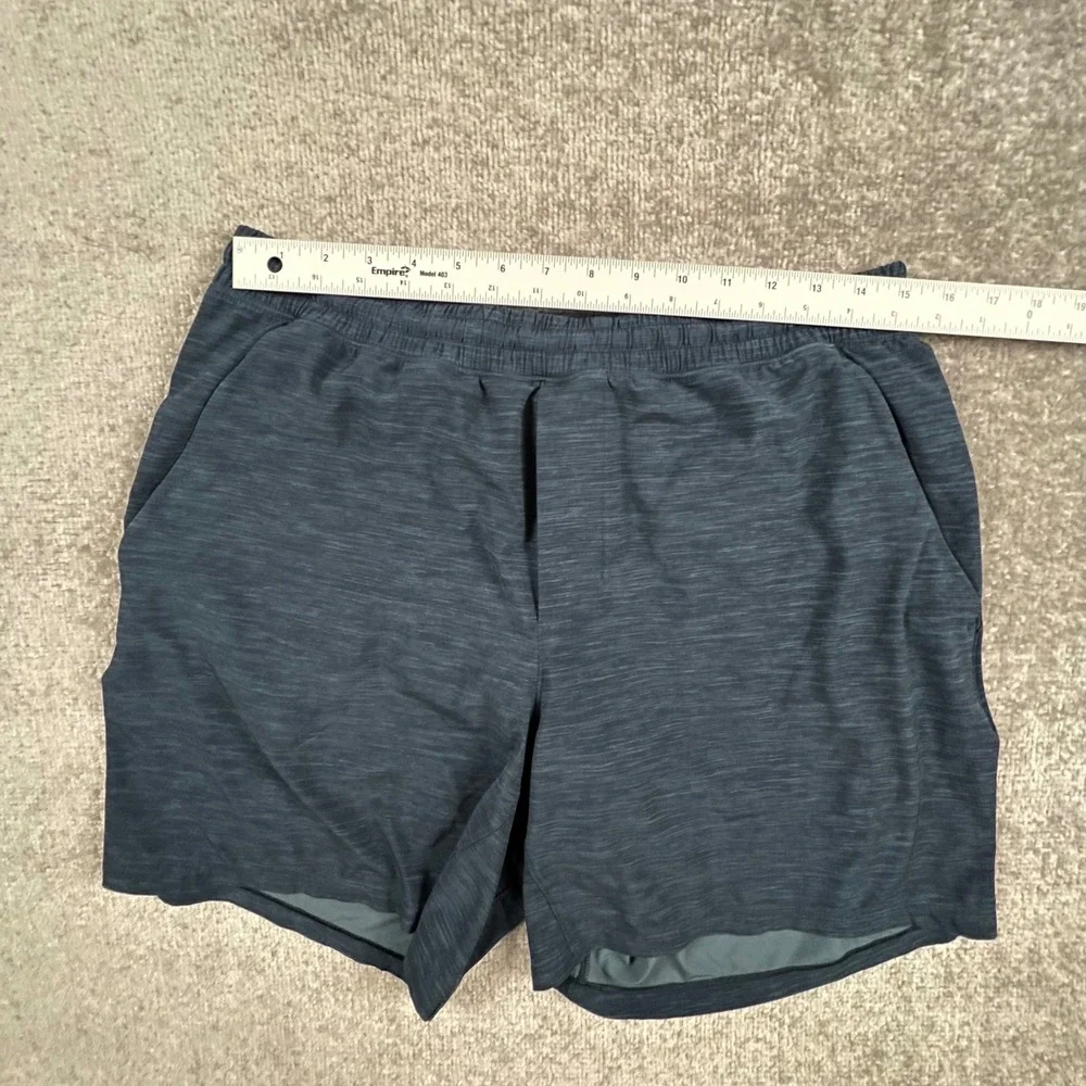 Lululemon Pace Breaker Linerless Short 7 Mens XL Heathered Nautical Navy Blue